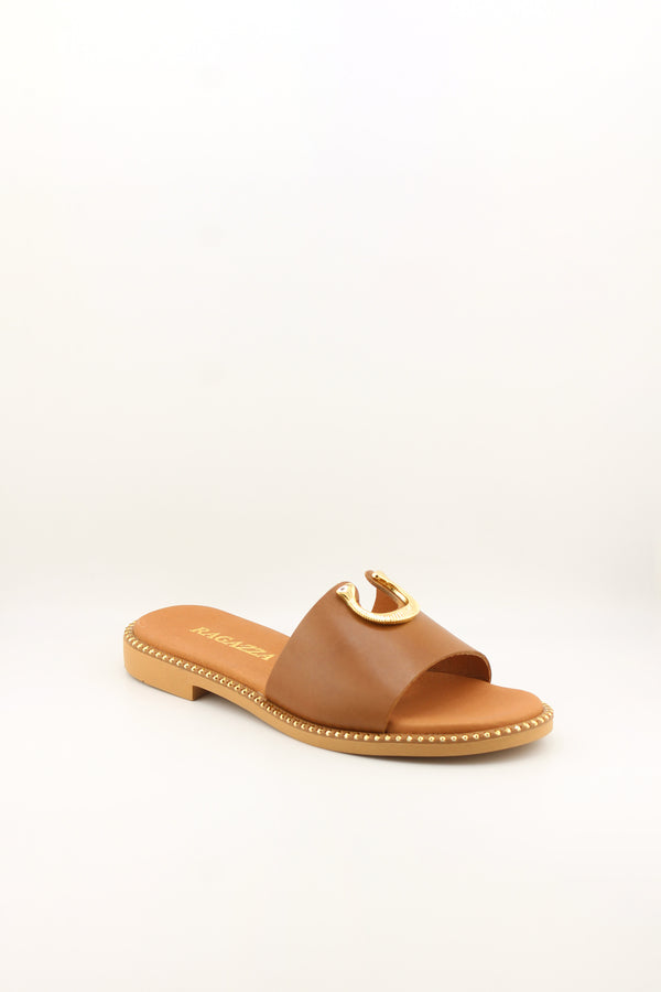 Ragazza Elegant Slide Sandal with Snake Ornament